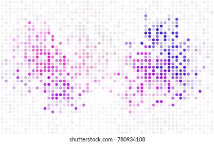 Light Purple vector red banner with set of circles, dots. Donuts Background. Creative Design Template. Technological halftone illustration.