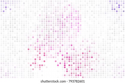 Light Purple vector red banner with set of circles, dots. Donuts Background. Creative Design Template. Technological halftone illustration.