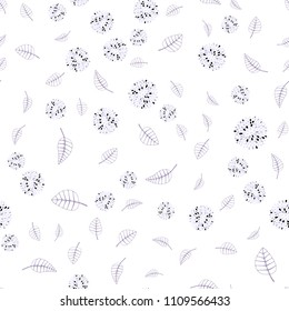 Light Purple vector seamless abstract background with leaves and flowers. An elegant bright illustration with leaves and flowers. A new texture for your wallpaper design.