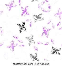 Light Purple vector seamless abstract design with leaves. New colorful illustration in doodle style with leaves. Pattern for design of fabric, wallpapers.