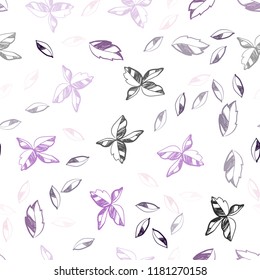 Light Purple vector seamless abstract pattern with leaves. Blurred decorative design in Indian style with leaves. Template for business cards, websites.