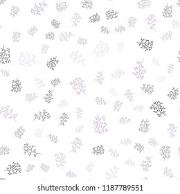 Light Purple vector seamless abstract design with leaves, branches. Illustration with doodles on abstract template. Pattern for design of window blinds, curtains.