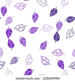 Light Purple vector seamless abstract pattern with leaves. New colorful illustration in doodle style with leaves. Design for textile, fabric, wallpapers.