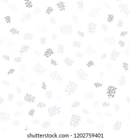 Light Purple vector seamless abstract background with leaves, branches. Leaves and branches with gradient on white background. Pattern for design of window blinds, curtains.