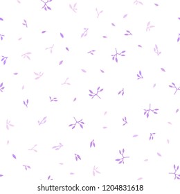 Light Purple vector seamless abstract backdrop with leaves. Glitter abstract illustration with doodles and leaves. Pattern for design of window blinds, curtains.