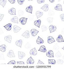 Light Purple vector seamless abstract design with leaves. Colorful illustration in doodle style with leaves. Design for textile, fabric, wallpapers.