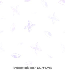 Light Purple vector seamless abstract background with leaves. Doodle illustration of leaves in Origami style with gradient. Pattern for design of fabric, wallpapers.