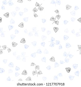 Light Purple vector seamless abstract backdrop with leaves. Shining colored illustration with leaves in doodle style. Trendy design for wallpaper, fabric makers.