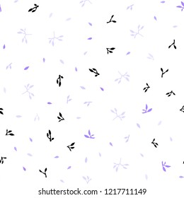 Light Purple vector seamless abstract backdrop with leaves. A vague abstract illustration with leaves in doodles style. Trendy design for wallpaper, fabric makers.