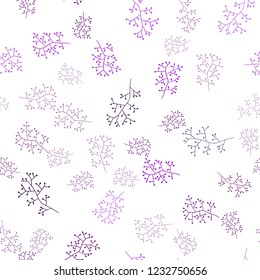 Light Purple vector seamless abstract backdrop with branches. Leaves, branches in natural style on white background. Design for wallpaper, fabric makers.