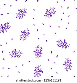 Light Purple vector seamless abstract design with leaves, branches. Colorful abstract illustration with leaves in doodle style. Texture for window blinds, curtains.