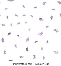 Light Purple vector seamless abstract background with leaves. Sketchy doodles with leaves on blurred background. Design for textile, fabric, wallpapers.