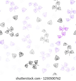 Light Purple vector seamless abstract design with leaves. Modern geometrical abstract illustration with leaves. Pattern for design of window blinds, curtains.