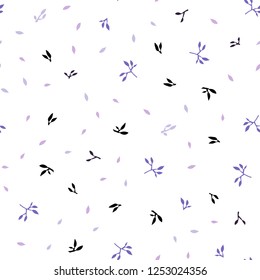 Light Purple vector seamless abstract backdrop with leaves. Colorful illustration in doodle style with leaves. Trendy design for wallpaper, fabric makers.
