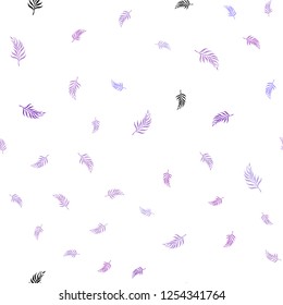 Light Purple vector seamless abstract pattern with leaves. Shining colored illustration with leaves in doodle style. Trendy design for wallpaper, fabric makers.