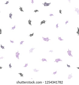 Light Purple vector seamless abstract design with leaves. Blurred decorative design in Indian style with leaves. Pattern for design of window blinds, curtains.