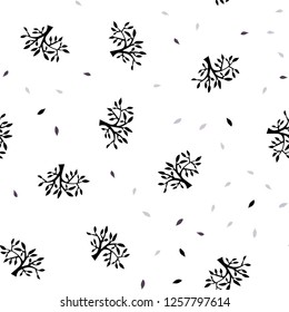 Light Purple vector seamless abstract backdrop with leaves, branches. An elegant bright illustration with leaves and branches. Pattern for design of fabric, wallpapers.