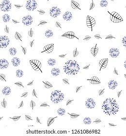 Light Purple vector seamless abstract background with leaves, flowers. Colorful illustration in doodle style with leaves, flowers. Design for textile, fabric, wallpapers.