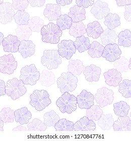 Light Purple vector seamless abstract background with flowers. Brand new colored illustration with flowers. Pattern for design of fabric, wallpapers.