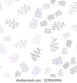 Light Purple vector seamless abstract background with branches. Colorful illustration in doodle style with leaves, branches. Design for textile, fabric, wallpapers.