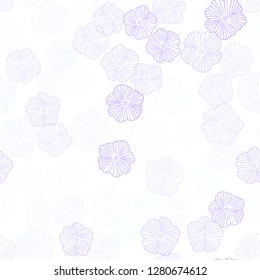 Light Purple vector seamless abstract pattern with flowers. Colorful illustration in doodle style with flowers. Design for wallpaper, fabric makers.