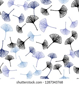 Light Purple vector seamless abstract backdrop with leaves. A vague abstract illustration with leaves in doodles style. Texture for window blinds, curtains.