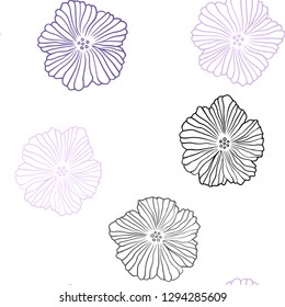 Light Purple vector seamless abstract pattern with flowers. Brand new colored illustration with flowers. Texture for window blinds, curtains.