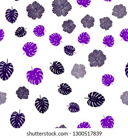 Light Purple vector seamless abstract pattern with flowers, leaves. Illustration with doodles on abstract template. Template for business cards, websites.