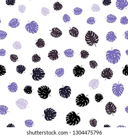 Light Purple vector seamless abstract background with leaves. New colorful illustration in doodle style with leaves. Texture for window blinds, curtains.