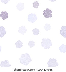 Light Purple vector seamless abstract background with flowers. Colorful illustration in doodle style with flowers. Template for business cards, websites.