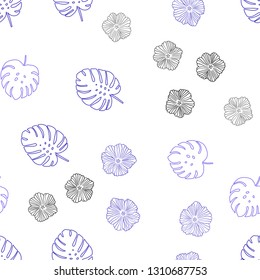 Light Purple vector seamless abstract background with flowers, leaves. Brand new colored illustration with leaves and flowers. Pattern for trendy fabric, wallpapers.