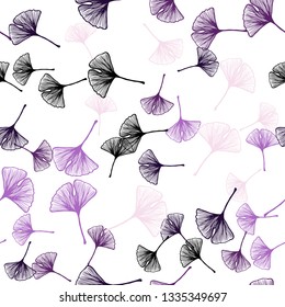 Light Purple vector seamless abstract background with leaves. Sketchy doodles with leaves on blurred background. Pattern for trendy fabric, wallpapers.