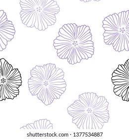 Light Purple vector seamless abstract pattern with flowers. Doodle illustration of flowers in Origami style. Pattern for design of fabric, wallpapers.
