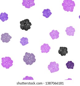 Light Purple vector seamless abstract backdrop with flowers. Shining colored illustration with flowers. Template for business cards, websites.