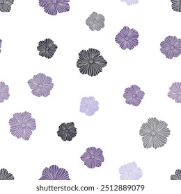 Light Purple vector seamless abstract backdrop with flowers. Colorful illustration with flowers in doodle style. Design for wallpaper, fabric makers.