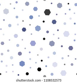 Light Purple vector seamless backdrop with hexagons. Glitter abstract illustration in hexagonal style. Pattern for ads, leaflets.