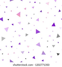 Light Purple vector seamless backdrop with lines, triangles. Illustration with set of colorful triangles. Best design for your ad, poster, banner.