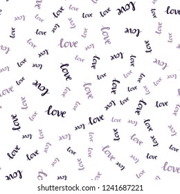 Light Purple vector seamless backdrop with phrase LOVE YOU. Illustration with colorful phrase LOVE YOU in romantic style. Design for wallpaper, fabric makers.