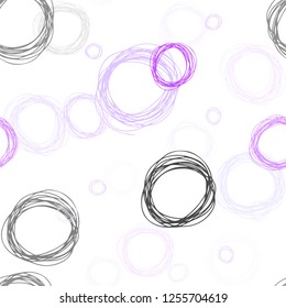 Light Purple vector seamless backdrop with dots. Glitter abstract illustration with blurred drops of rain. Design for wallpaper, fabric makers.