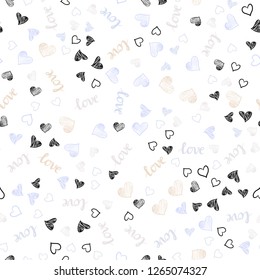 Light Purple vector seamless backdrop with phrase LOVE YOU, hearts. Colorful illustration with quote LOVE YOU, hearts. Design for textile, fabric, wallpapers.