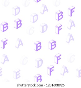 Light Purple vector seamless backdrop with 3D english symbols. Colorful gradient design in 3D style with signs of alphabet. Design for wallpaper, fabric makers.