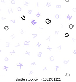 Light Purple vector seamless backdrop with english symbols. Blurred design in simple style with signs of alphabet. Pattern for trendy fabric, wallpapers.
