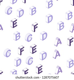 Light Purple vector seamless backdrop with 3D english symbols. Colorful gradient design in 3D style with signs of alphabet. Pattern for trendy fabric, wallpapers.