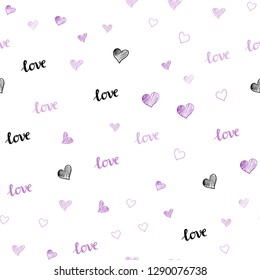 Light Purple vector seamless backdrop with phrase LOVE YOU, hearts. Colorful gradient phrase LOVE YOU, hearts in abstract style. Design for wallpaper, fabric makers.