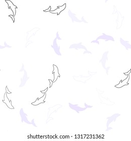 Light Purple vector seamless backdrop with ocean dolphins. Shining illustration of colorful gradient sea dolphins. Pattern for marine leaflets.