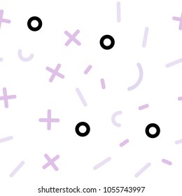 Light Purple vector seamless background with lines, ovals. Illustration with repetition of lines on white background. Pattern for design of fabric, wallpapers.