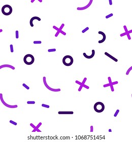 Light Purple vector seamless background with lines, ovals. Illustration with repetition of lines on white background. Pattern for trendy fabric, wallpapers.