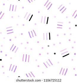Light Purple vector seamless background with lines, ovals. Illustration with repetition of lines on white background. Trendy design for wallpaper, fabric makers.