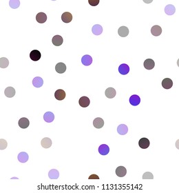 Light Purple vector seamless background with dots. Blurred bubbles on abstract background with colorful gradient. New design for ad, poster, banner of your website.