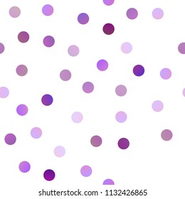 Light Purple vector seamless background with dots. Abstract illustration with colored bubbles in nature style. Beautiful design for your business natural advert.